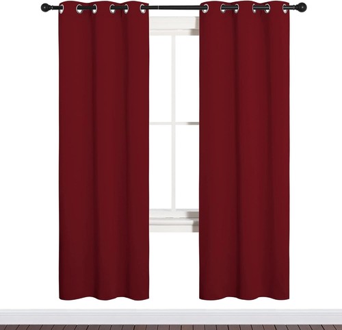 2 PIEZAS Cortinas Oscurecedoras Ojal Sólido Rojo Borgoña 72"L x 34"W Para Dormitorio - Imagen 2 de 8