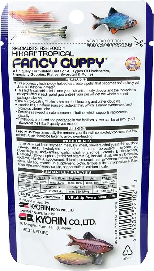 Alimento para peces gránulos guppy tropicales de lujo Hikari Estados Unidos para la salud de las mascotas 0,77 oz (paquete de 3) Foto 2 de 2