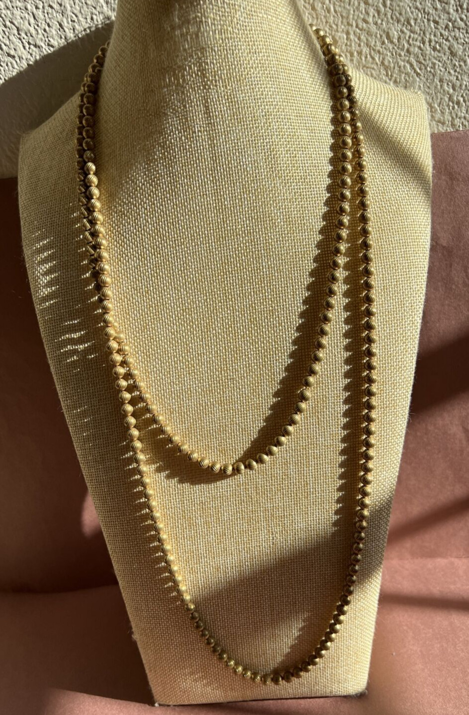 Vintage Mid Century Long Gold Tone Textured Metal… - image 11