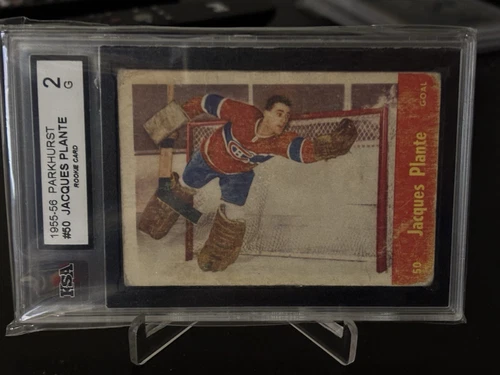 1955-56 PARKHURST #50 JACQUES PLANTE HOF RC ROOKIE CARD KSA 2
