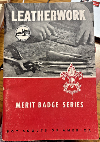 1964 LEATHERWORK MERIT BADGE SERIES BOY SCOUTS OF AMERICA GRISWOLD COPYRT. 1951