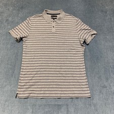 Banana Republic Polo Shirt Mens Large Gray Stripes Standard Fit Luxury Touch