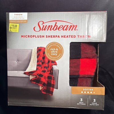 Sunbeam Electric Throw Microplush 3 Heat Settings 3 Hour Shutoff 50x60 Sealed!