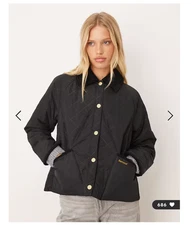 Barbour Anise Dusky Quilted Jacket in Black/ Ancient MSRP$335 British Elegance