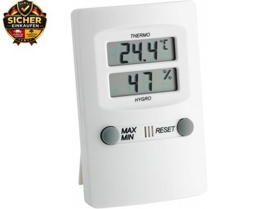 Digitales Thermo-Hygrometer, Innentemperatur und Luftfeuchtigkeit, Höchst- und 