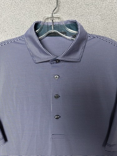 Greyson Polo Shirt Men's Med Striped Performance Golf Preppy Logo Stretch Wolf - Picture 2 of 7