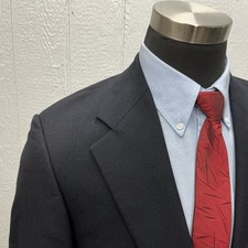 Vtg 41/42R Ralph Lauren Chaps Black 100 Wool Suit Jacket Sport Coat Blazer Mens