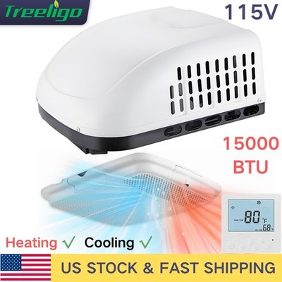 Treeligo 15000BTU RV Air Conditioner Heat&Cool Electric 115V Rooftop for Trucks