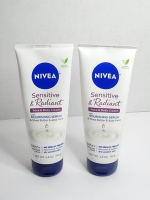 Nivea Sensitive & Radiant Face & Body Cream, 6.8oz, 2 Pack (damaged read descr.)