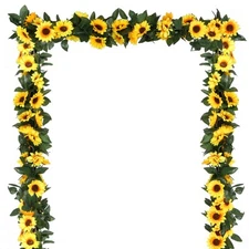 4 Pack Artificial Sunflower Garland Decor Sunflower Vine Hanging Flowers Garl...