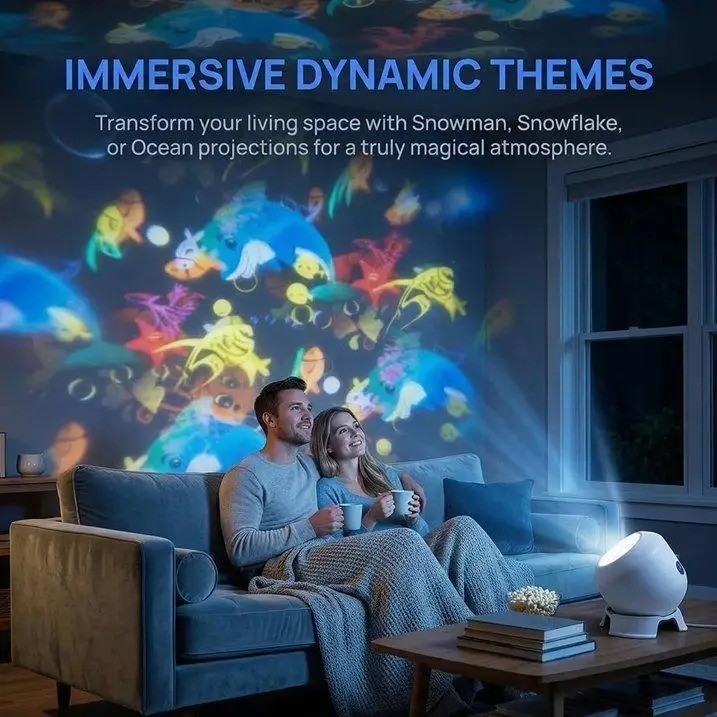 Rotating Go Lights Rotating LED Projector Lights USB Dimmable Christmas Snowflake ...