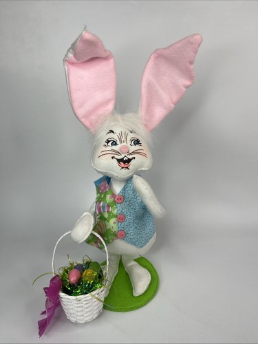Annalee Easter Parade Girl Boy Bunny Jelly Bean Basket 12” Pink Blue W Tags - Picture 2 of 6