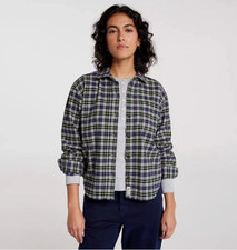 Camisa de franela a cuadros color crema azul marino peso medio Alpine Design para mujer - mediana