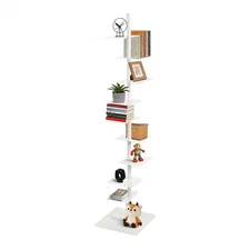 9-Tier Spine Bookshelf Vertical Metal Spine Book Tower Bookcase Book Organize