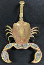Early Los Castillo Scorpion Brass Metales Casados Taxco Handwrought Abalone