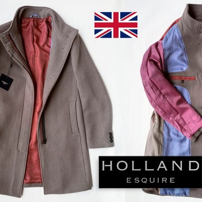 NP~450  Holland Esquire Nehru Wool Coat Long Jacket British Tailoring Sartorial