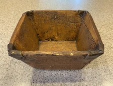 Primitive, Antique Chinese Wood & Iron Rice Bowl. 3” x 6 1/2” x 3 1/2”.