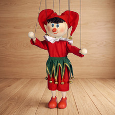 Czech Folk Art Marionette Court Jester - Handmade Original Puppet