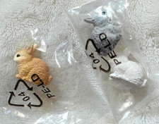 Schleich LOT OF 3 tiny tan baby bunny rabbits, tan, grey, & white MINIATURE NEW