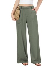 Jekaoyi Womens Wide Leg Linen Cotton Pants Summer Casual Stretchy Lightweight