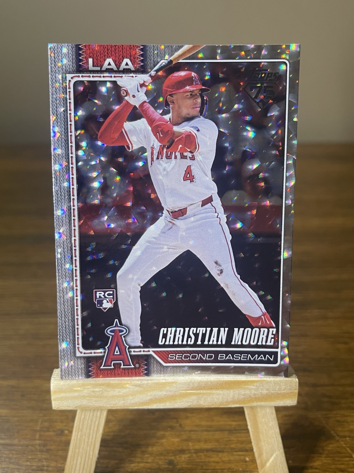 2026 Topps Baseball Christian Moore RC #147 LA Angels Silver Crackle Foilboard