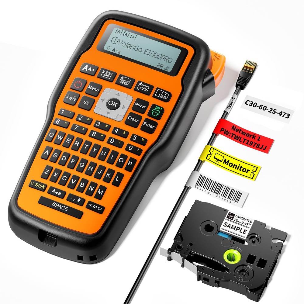 Portable Label Maker Machine with Waterproof Heat Shrink Tape and Wire Labels