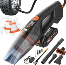 20V Car Vacuum & Air Compressor, 18000Pa Cordless for Car, Home, Inflation