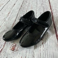Danskin Girls Sz 11 Tap Shoes Patent Leather Mary Jane Style Shiny Dance Perform