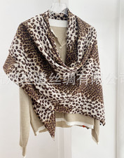 70 Cashmere 30 Silk Neckerchief Shawl leopard Print Bandana Scarf 53'' Wrap