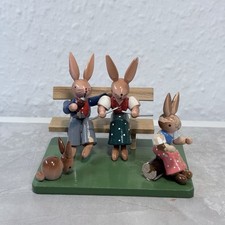 Erzgebirge ESCO Osterhasen Hasenbank Holzfigur Vintage Oster Deko