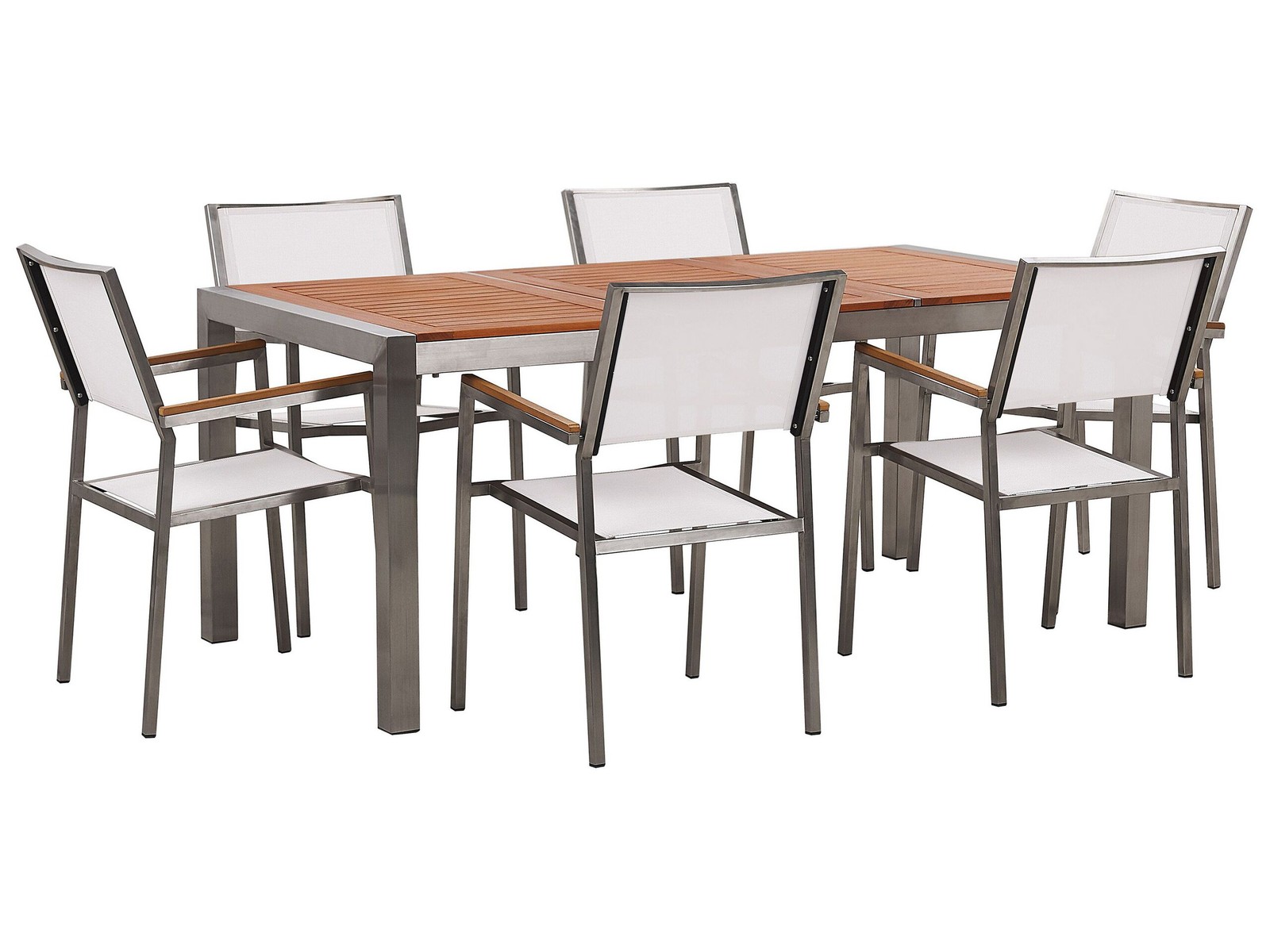 GROSSETO 6 posti Set da pranzo da giardino Legno d'eucalipto Marrone/ Bianc