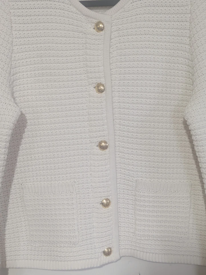 Chaqueta Cárdigan Talbots Mujer Dama Talla L Marfil Clásico Atemporal Sofistocated Foto 3 de 4
