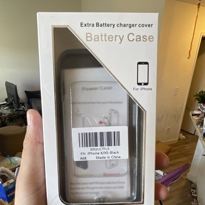 Battery Case for Apple iPhone X/XS, Black Rechargeable Power Case (A68)