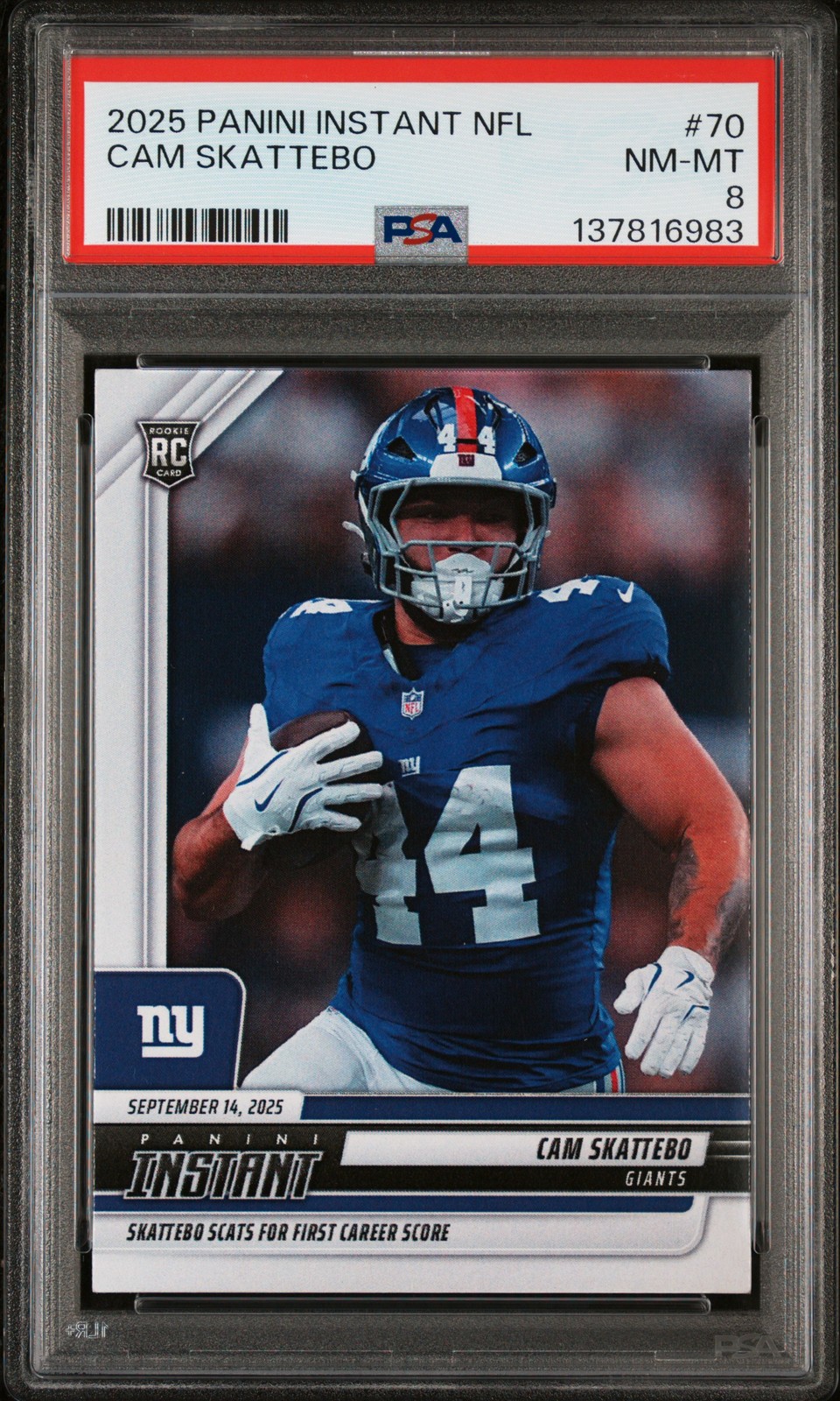 2025 PANINI INSTANT NFL #70 CAM SKATTEBO ROOKIE RC PSA 8