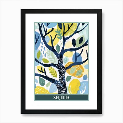 Sequoia Tree Flat Illustration 6 Po Framed Wall Art Poster Canvas Print Picture