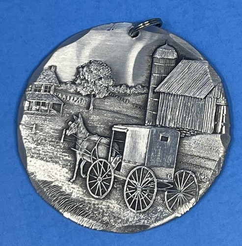 Wendell August Forge Christmas Ornament Aluminum Metal Horse Buggy Wagon Amish - Picture 2 of 5