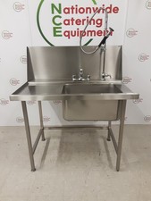 Used Catering Stainless Steel Dishwasher Entry Sink 115cm. With Pre-Wash Spray