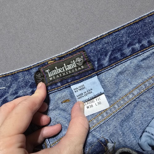 Timberland Jeans uomo 38x30 blu giallo stivaletto vestibilità classica made in USA NUOVO CON ETICHETTE y2k - Foto 4 di 6