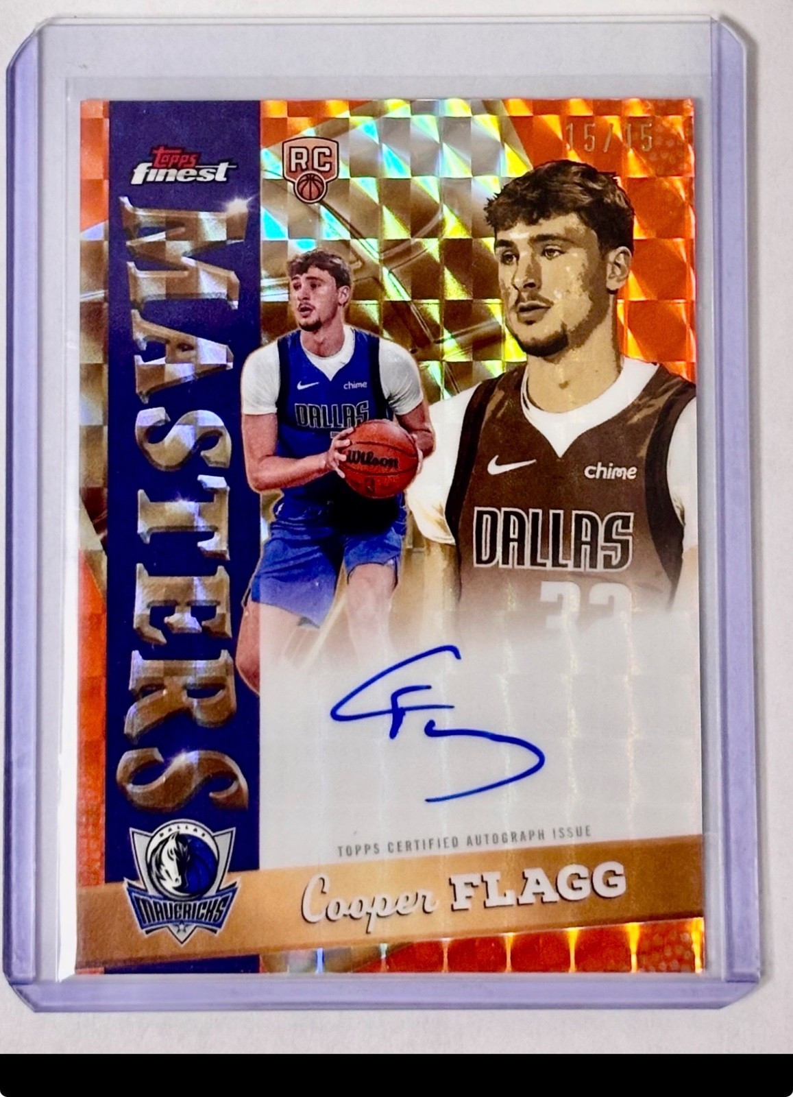 2025-26 Topps Finest Basketball Cooper Flagg Masters Auto Orange Geometric 15/15
