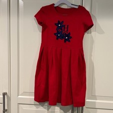  Carolina Herrera Red Dress with Blue Floral Details - size: 8