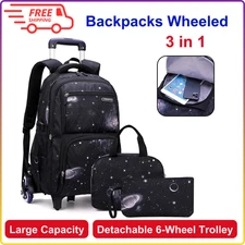 Boys Rolling Backpacks Kids Luggage Wheeled Bags Kids Trolley School Bags Space