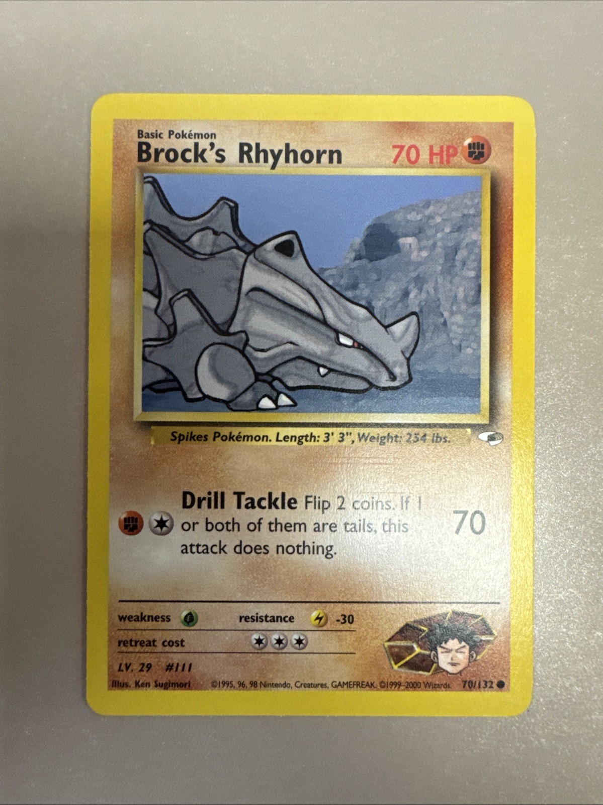 BROCK’S RHYHORN - Gym Heroes Set - 70/132 - Common - Pokemon Card - NM