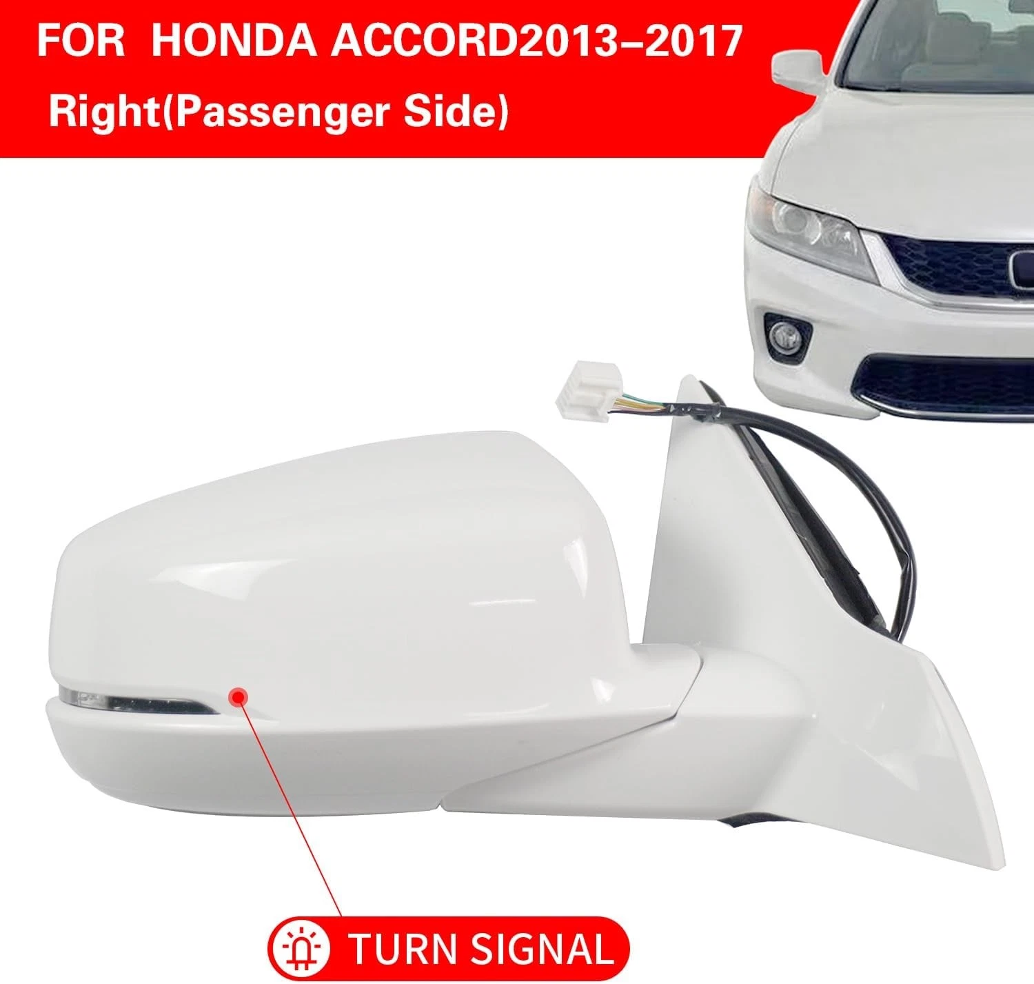 Right Passenger Side Mirror For Honda Accord Sedan 2013-2017 6PIN HO1321274