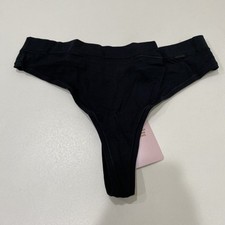 Savage X Fenty by Rihanna Undie, Cotton Essentials Thong, Caviar, Large