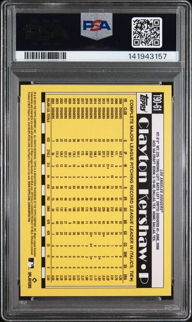 2025 Topps '90 Topps #T9061 Clayton Kershaw Los Angeles Dodgers PSA 9 view 2