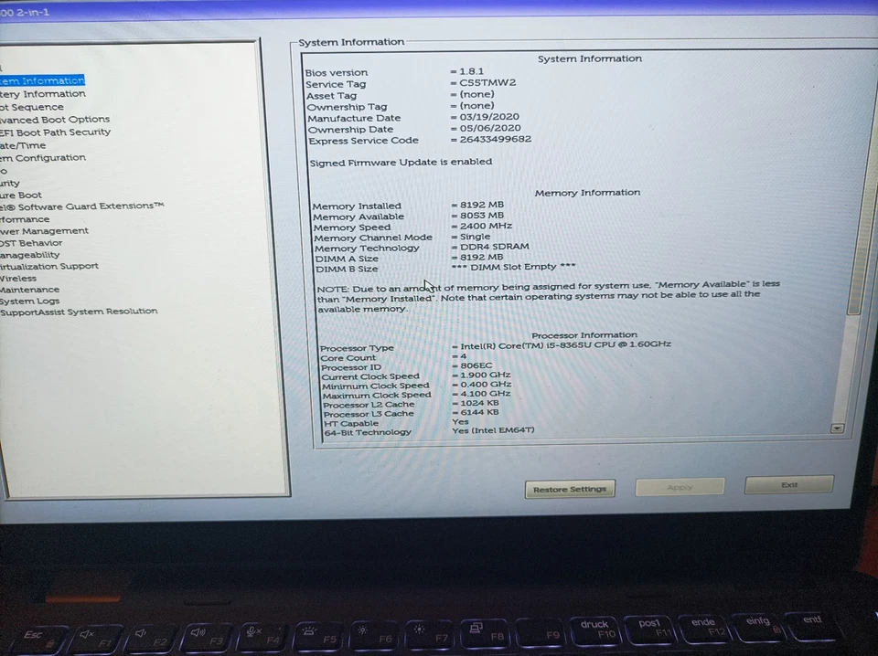 Dell Latitude 5300 Laptop 2-in-1, 8 GB RAM 256 GB, i5-8365U Windows 11 Pro, Nr6 - Bild 2 von 4