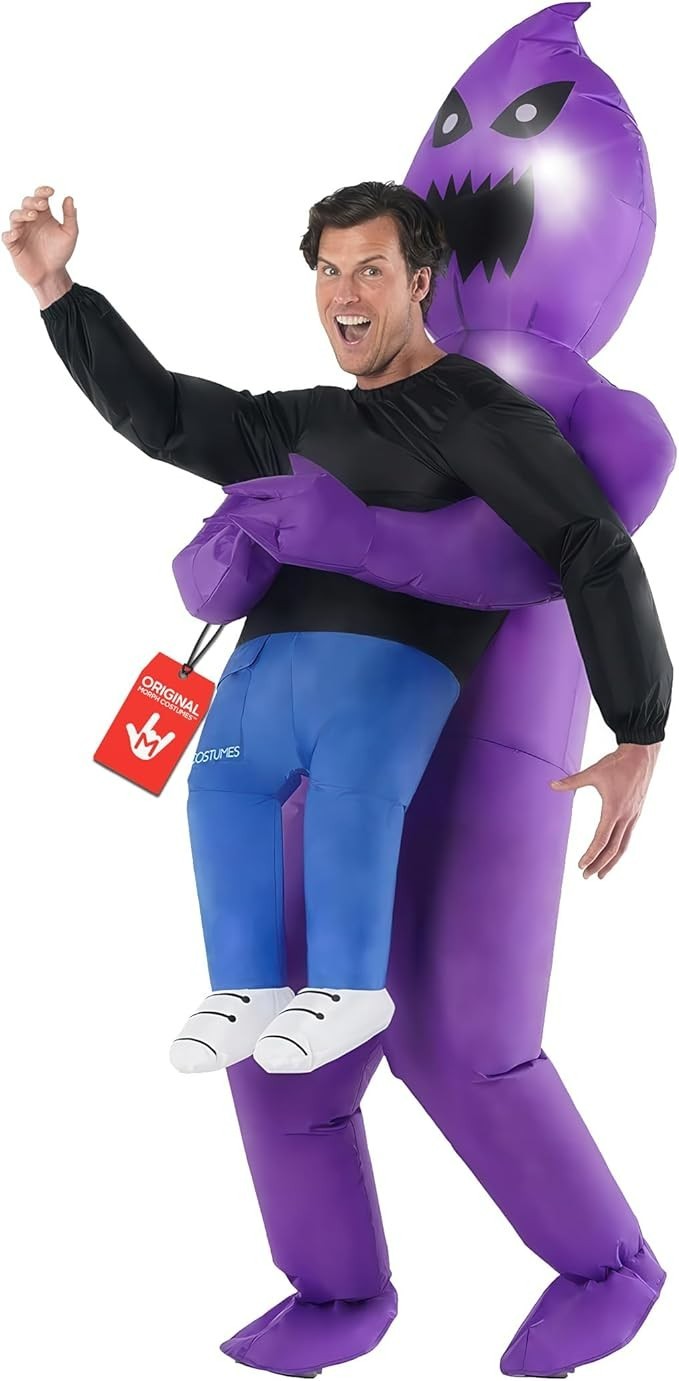 Inflatable Ghost Pick Me Up Costume Adult Grim Reaper Light Up Fancy Dress