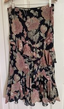 Chaps Womens Fairy Grunge Maxi Floral Skirt Size M Y2K Asymmetric Sheer Ruffle