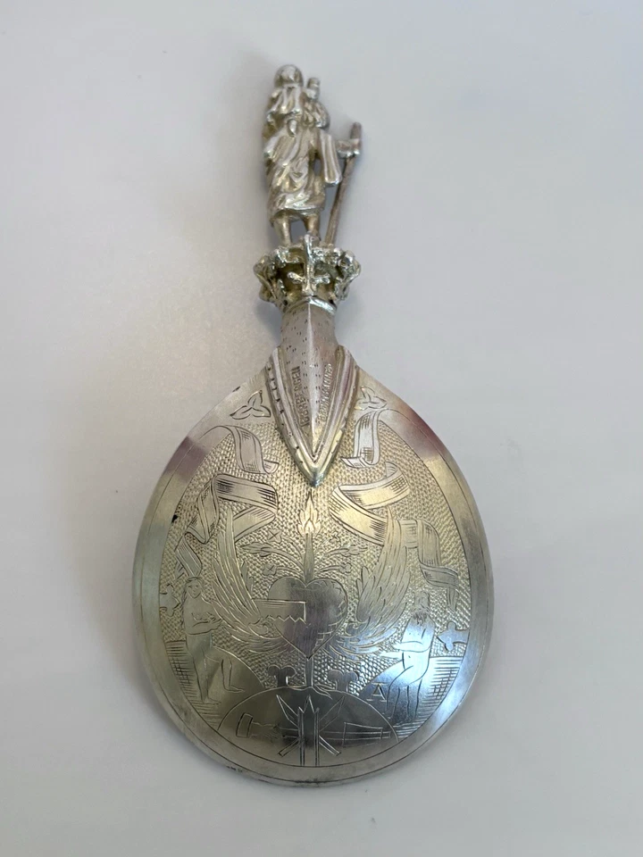 Antigua cuchara de bautizo/bautizo Marius Hammer Noruega 830 plata con sello Foto 2 de 4