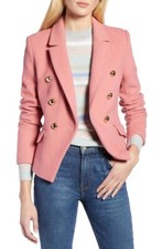 New Halogen X Atlantic-pacific Double Breasted Wool Blend Blazer - Pink - 6 Us